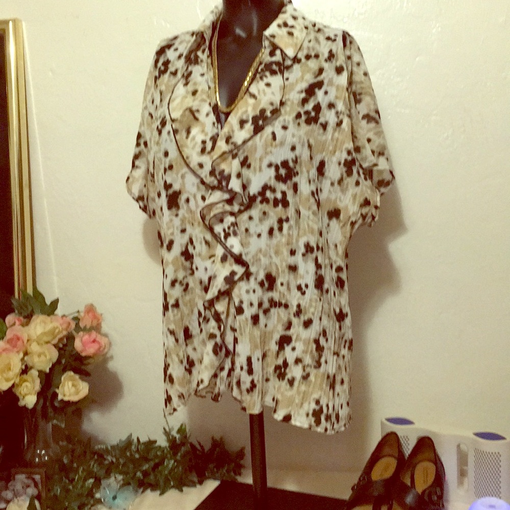 Style & Co. Blothches Ruffles Blouse